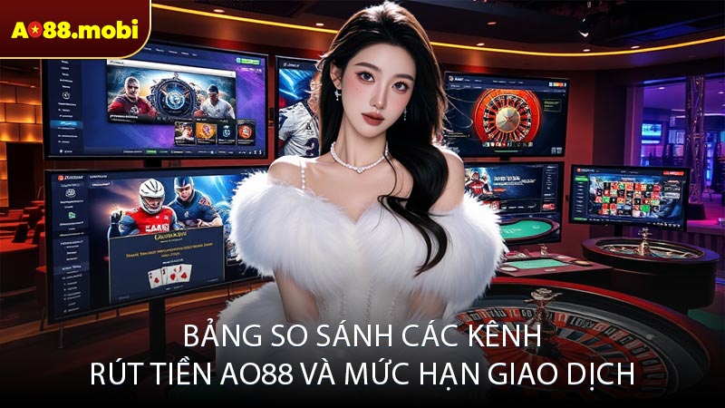 Bảng so sánh các kênh rút tiền AO88 và mức hạn giao dịch
